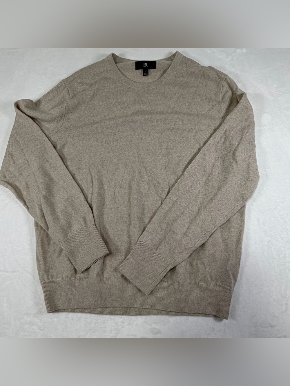 Banana Republic Men's Extra Fine Merino Wool Crewneck Sweater in Light Taupe